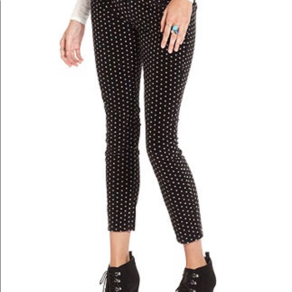 Free People velvet velour polka dot skinny jeans
